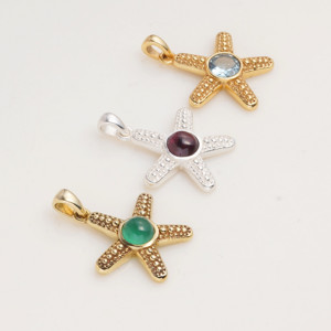Green Onyx Starfish Pendant Gold Tone Ocean Jewelry Natural Gemstone Sea Star <b>Necklace</b> Beach Gift for Women Her - Product Image 4