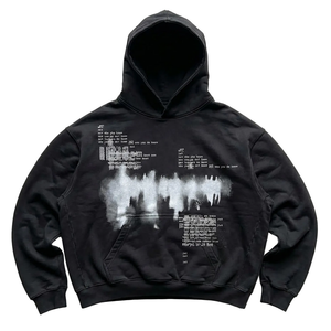 Hoodie surdimensionné de haute qualité à épaules tombantes, coupe courte et carrée, style streetwear gothique, effet délavé soleil et délavé à l'acide, avec impression DTG personnalisée - Product Image 4