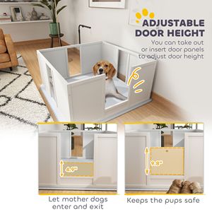 Adjustable Door <b>Whelping</b> <b>Box</b> for Dogs 39\" X 38\" X 19\" Retractable Light Stand Washable Waterproof Pee Pad Features Pets' - Product Image 5