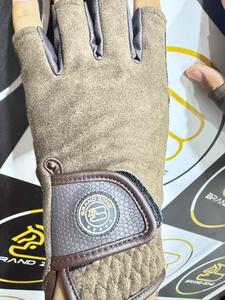 ถุงมือขี่ม้า BRAND ZONE สีดำ เทา ทอง ตาข่ายหนังสังเคราะห์ ไนลอน สแปนเด็กซ์ Guantes para montar a caballo Reithandschuhe - Product Image 3