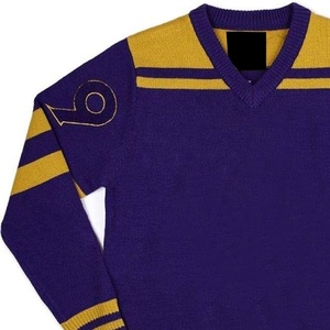 Cárdigan de Punto Casual para Hombre, Color Morado Dorado Sólido, Transpirable, con Cierre de Botones Cubiertos, Manga Larga, Decoración Bordada, 100% - Product Image 4