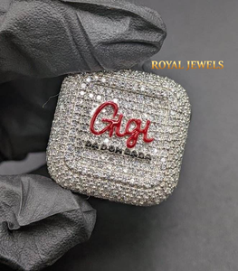 Custom <b>Name</b> Moissanite <b>Ring</b> Square Micro Pave Bridal Silver Jewelry Rhinestone Band for Women Party Gift - Product Image 1