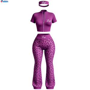 Conjunto Deportivo de Invierno para Mujer con Logotipo Personalizado, Chaqueta con Cierre Completo y Pantalones Acampanados de 2 Piezas con Forro Polar Ecológico - Product Image 6