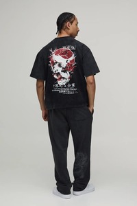 Camiseta de algodón para hombre, corte holgado y extragrande, hombros caídos, estilo casual y urbano, tela gruesa. - Product Image 2