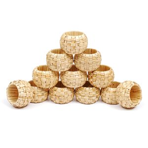 Anneaux de serviette décoratifs en osier faits à la main, accessoires rustiques pour la mise en table de mariage, réception, dîner, cuisine, salle à manger - Product Image 3