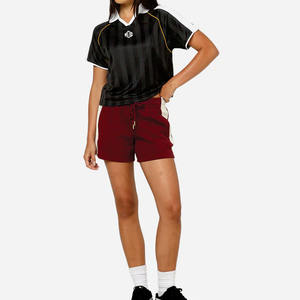 女式短款运动球衣黑色涤纶街头风格短袖定制徽标 OEM 批发美式橄榄球球衣 - Product Image 3