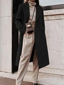 Abrigo de Invierno Largo para Mujer, Ecológico, Ligero, de Poliéster, con Cuello Alto, Doble Botonadura, Solapa, Forro de Satén - Product Image 4