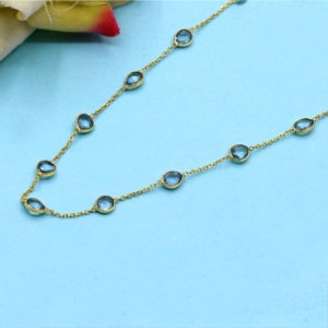 Bracelet de pierres précieuses en saphir bleu naturel fait à la main plaqué or jaune 18 carats bijoux personnalisés pour femmes pour cadeau ou fête - Product Image 4