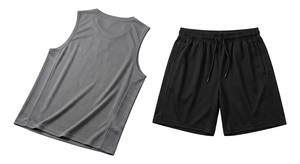 Ensemble de vêtements de sport pour hommes, léger et à séchage rapide, pour le basketball et la course à pied, avec logo personnalisé imprimé, prix d'usine Chine Bangladesh, OEM - Product Image 3