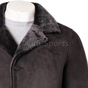 High Quality Genuine <b>Sheepskin</b> Long Leather <b>Jacket</b> for Men with Stand Collar Real Fox Fur Cuffs Winter <b>Jackets</b> For Men - Product Image 3