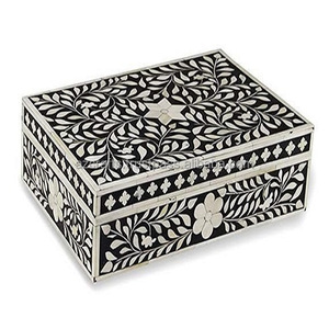 Pisces Marrakech Grid Elegance Bone Inlay Wood Trinket <b>Box</b> Resin Jewelry Case Storage with Gift <b>Packing</b> Carton Included - Product Image 5