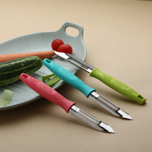 Couteau éplucheur de légumes en acier inoxydable, lame droite multi-usages, éplucheur de fruits, poignée en plastique ambidextre - Product Image 1