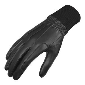 Guantes de Cuero para Dedos Completos, Térmicos, Aislantes, de Invierno, Unisex, para Ciclismo, con Cierre de Tirón, Negros y con Pantalla Táctil - Product Image 5
