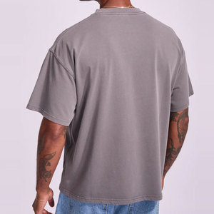 Direct Factory Sale Plus Size Drop Shoulder Sleeves Unisex Casual Solid Regular Fit Blank Logo Knitted <b>Canvas</b> Breathable - Product Image 2