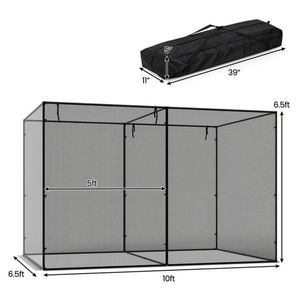Gabbia Nera per Piante da Giardino 10x6.5x6.5 ft, Tenda Protettiva Antivento con Telaio in Metallo e Porte con Cerniera per Ortaggi e Rete da Giardino - Product Image 4