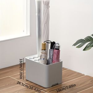 Elegante Portaombrelli Moderno in Plastica Bianca Salvaspazio per Casa e Ufficio con Vassoio Raccogligocce, Contiene 10 Ombrelli - Product Image 2