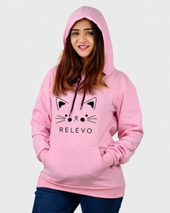Sweat à capuche rose pour homme, personnalisable avec logo, imprimé chat, en polaire, éco-responsable, style streetwear décontracté, fabricant ODM - Product Image 1