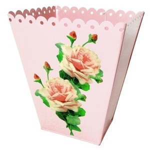 Home Wastage Use Decor High Quality Metal Elegant Flowers Enamel Paint Design Iron Durable Trash Cans <b>Dust</b> <b>Bin</b> - Product Image 1