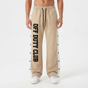 OEM ODM Men Embroidery Side Button <b>Fleece</b> <b>Jogger</b> Sweatpants Premium 100% Cotton <b>Fleece</b> Streetwear Loose Fit Men's Sweat Pants - Product Image 6
