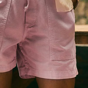 Pantalones cortos holgados para mujer, tela arengada, estilo relajado para verano/uso diario, con cintura elástica y cordones para un ajuste cómodo e informal - Product Image 5