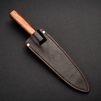 Pisau Koki Modern Buatan Tangan Ramah Lingkungan dari Baja Damaskus dengan Gagang Kayu Mawar dan Sarung Kulit, Panjang Bilah 8-9.9 inci