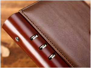 Retro A5 Genuine Leather Loose <b>Leaf</b> Business Notepad Office Buckle Design Gift Notebook Black 100 Sheets - Product Image 5