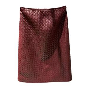 Jupe plissée taille haute en cuir véritable anti-plis moulante décontractée bordeaux pour femme 2026 - Product Image 1