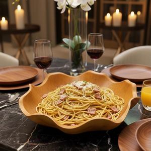 Tazón de Madera de Teca Hecho a Mano, Rústico, Festoneado, Ecológico, Duradero, Personalizable, para Servir Ensaladas, Frutas, Postres, para la Mesa de la Cocina - Product Image 3