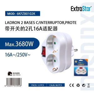 Adattatore a 2 Prese ExtraStar 16A 250V con Interruttore per Uso Interno - Product Image 1