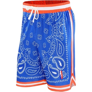 Shorts de sport personnalisés en maille imprimée motif cachemire pour hommes, shorts de basketball sublimés, vêtements de sport légers, fournisseur USA - Product Image 3