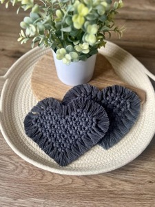 Handmade Heart Shape Macrame Coasters Elegant Boho Party Decor Suitable for Guest Entertainment and Special Occasions Decor - Product Image 3