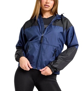 Veste anorak légère pour femme, respirante, à blocs de couleur, avec capuche, en nylon, coupe-vent - Product Image 1