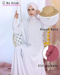 Abaya Modeste pour Femme, Robe Longue à Manches Longues et Col Rond, Couleur Unie, Respirante, Coupe Ample, Style Moyen-Orient, Tenue de Prière - Product Image 5
