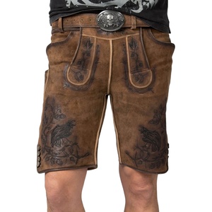 Auténticos Pantalones Cortos Bávaros Personalizados con Bordado y Tirantes Ajustables de Lona para el Oktoberfest - Product Image 1