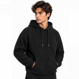 <b>Mens</b> Waffle Knit Hoodie <b>Thermal</b> Long Sleeve Casual Pullover Sports Streetwear Winter Custom Hooded Sweatshirt Wholesale Apparel - Product Image 4