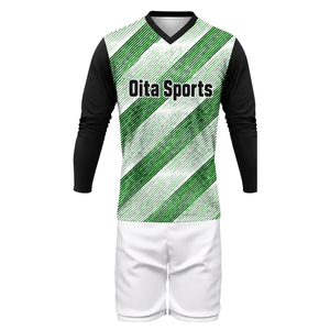 Uniforme de Voleibol Sublimado Verde y Blanco para Hombre, Conjunto de Camiseta de Manga Larga y Pantalones Cortos, Ropa Deportiva de Poliéster para Entrenamiento y Partido - Product Image 2