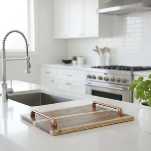 Solid Wood Serving Tray with Handles – Premium <b>Walnut</b> Wooden Food Tray for Kitchen, <b>Coffee</b> <b>Table</b> & Home Decor - Product Image 3