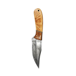 Cuchillo de Caza de Acero de Damasco con Hoja de Punta Clip, Mango de Madera, Hoja Fija de Borde Recto, Herramienta de Supervivencia para Camping - Product Image 4