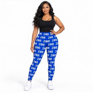 Leggings Zeta Phi Beta Divine Nine pour femmes, très demandés, anti-bactériens, anti-plis, entièrement imprimés par sublimation, taille haute - Product Image 4