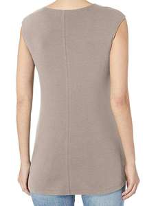 Women's <b>Red</b> Sleeveless Knit Tank <b>Top</b> O-Neck Solid Color Casual Regular Length - Product Image 3