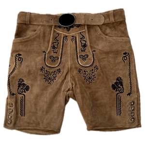 Pantalones Cortos Bávaros Alemanes de Cuero de Gamuza Genuino a Precio Razonable, Nuevo Estilo, Pantalones Cortos Bávaros Tradicionales Alemanes - Product Image 1