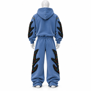 Ensemble de survêtement pour homme AMSEC INDUSTRY avec logo personnalisé imprimé, style vintage délavé à l'acide, en tissu épais, streetwear, en vente - Product Image 5