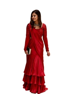 Nouvelle Tendance : Sari en Soie Banarasi Prêt-à-Porter avec Blouse, Fait Main, Vente en Gros, Robe Traditionnelle Indienne en Rayonne - Product Image 1