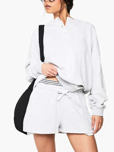 High Quality Oversized Drop Shoulder Women 2 Piece <b>Set</b> 100% Cotton Solid Embroidered Breathable Short <b>Set</b> High Street Style <b>sets</b> - Product Image 3