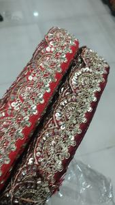 Dentelle en voile brodée de sequins colorés, bordure florale multicolore de luxe vintage, écologique, pour robe de mariée ou sari - Product Image 4