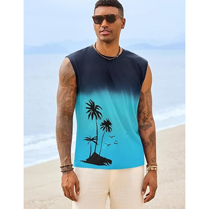 Custom Sublimation Transfer Print Hip Hop Eco-Friendly Spandex/Cotton Tank <b>Top</b> for Men Summer Casual Wear Sleeveless - Product Image 4