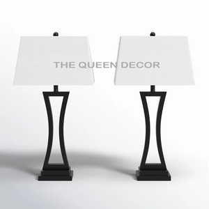 Sets Of 2 Hot Selling Gold Finish Bedside Table <b>Lamps</b> White Fabric Shade Office Hotel And Guest Room Indoor Festive Occasion - Product Image 2