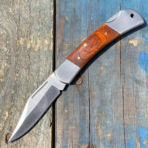 Couteau de poche en acier damas inoxydable de haute qualité avec manche en bois, couteau de survie pour l'extérieur, idéal pour les applications en cuir - Product Image 6