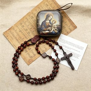 Collier de prière catholique en paracorde avec perles en bois, crucifix Saint Benoît, perles de prière faites à la main, bijoux religieux chrétiens, cadeau - Product Image 5
