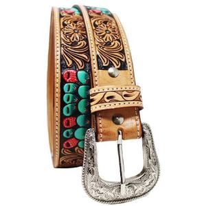 Cinturón Vaquero Occidental con Cuentas, de Cuero Vacuno de Primera Calidad, Resistente, Diseños Personalizados con Cuentas, Cinturones de Lujo Listos para Enviar, Unisex - Product Image 3